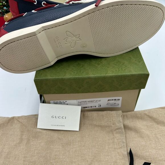 Men’s Gucc calf Leather GG embossed boat shoes size 12 made in Italy - Picture 9 of 9